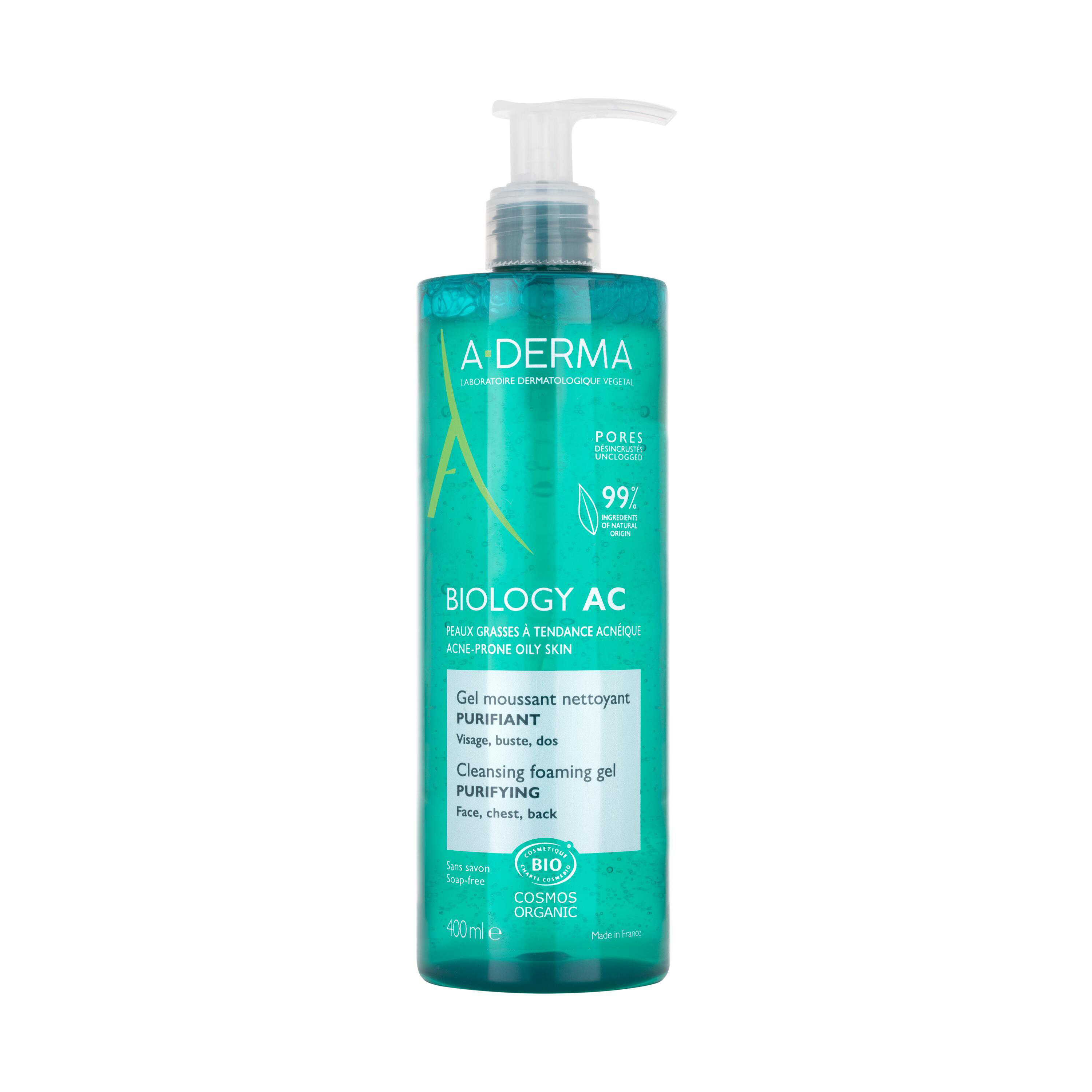 Biology AC Gel moussant purifiant bio Pompe 400ml — A-Derma