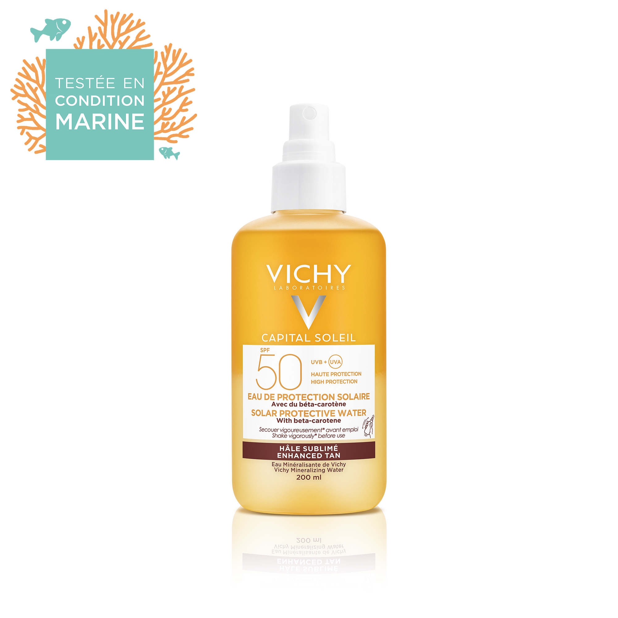 Capital Soleil Eau de protection solaire hâle sublimé SPF50 200ml — Vichy